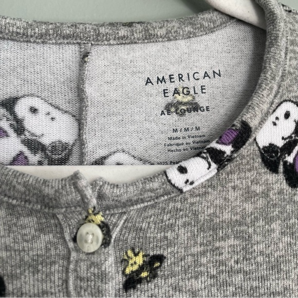 American Eagle “Vampire Snoopy Woodstock” Peanuts Print Henley Lounge Romper M - Picture 13 of 15